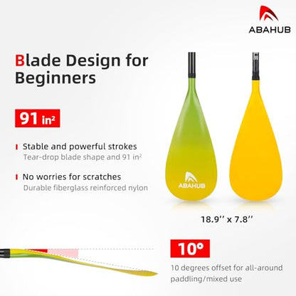 Abahub Carbon Fiber SUP Paddles, 1 x 3 Section Adjustable 67" - 86" Carbon Fiber Shaft, Lightweight Stand-up Paddle Oars for Paddleboards, with a Carrying Bag - color: Gradient Yellow Print