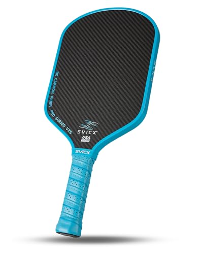 Carbon Fiber Pickleball Paddle 16mm – Professional Pickleball Paddles with Superior Control, Power & Spin – Extended Handle for Two-Handed Grip, USAPA Approved - color: Light Blue