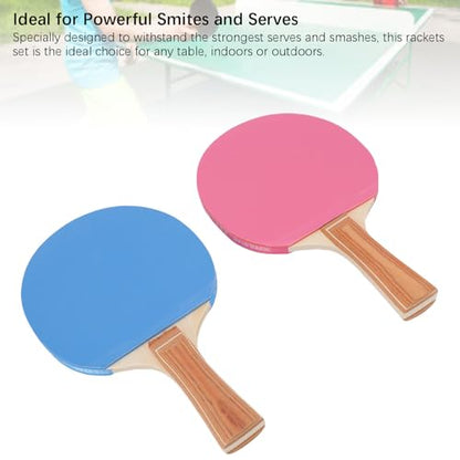 Table Tennis Set, Rubber 7-Layer Wood Portable Table Tennis Racket Table Tennis Balls with Storage Box for Indoor and Outdoor Game Accessories