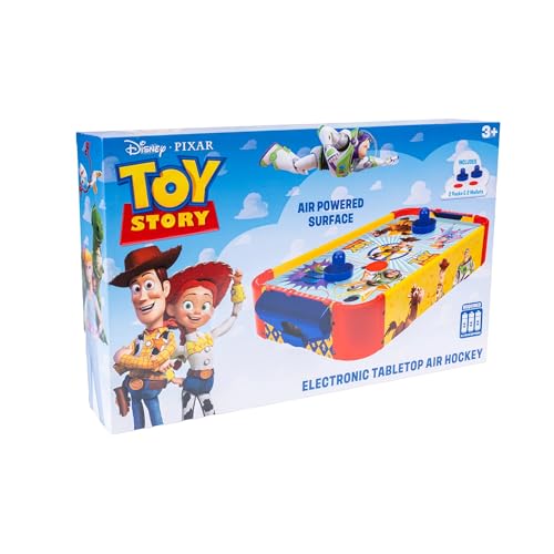 Disney Pixar Toy Story Air Hockey Table for Kids - Buzz & Woody Tabletop Game with Puck, Pushers & Air Flow System - Disney Licensed - Kids 4+