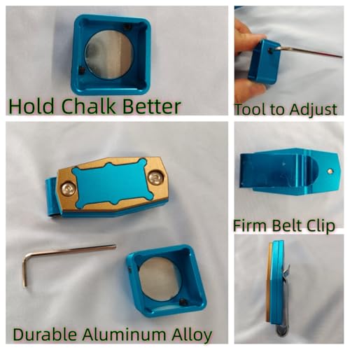 Magnetic Billiard Chalk Holder with 3 Finger Billiard Glove, Aluminum Alloy Pool Cue Chalk Case, Strong Magnet, Portable Billiards Accessories for Pool Cue Players,Square Charlk Box - color: Blue