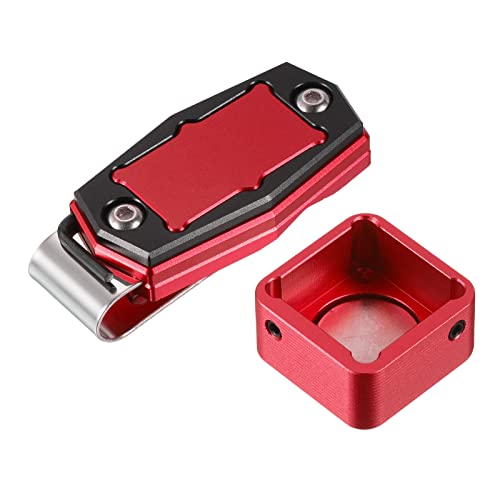 PATIKIL Billiard Magnetic Chalk Holder Aluminum Alloy Pool Billiard Cue Chalk Tip Case with Belt Clip for Snooker Sports Accessories - color: Red