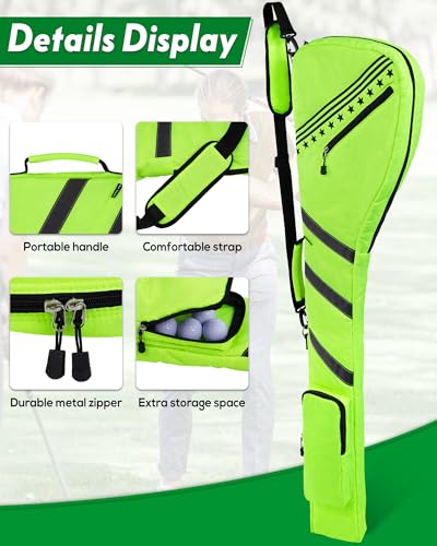Big Teeth Golf Sunday Bag, Small Golf Bag Lightweight, Par 3 Golf Bag for A Few Clubs Driving Range, Practice with Carry Shoulder Strap Foldable Multi-Colour - color: Neo Green