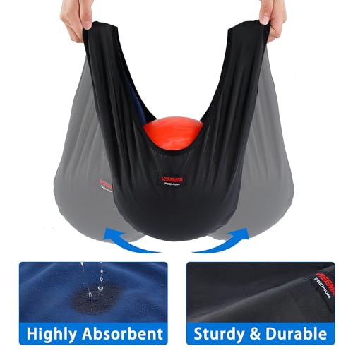 VISEMAN Bowling Ball Polisher Bag –Washable Seesaw Cleaner & Thickened Protective Carrier – Oil Absorbent Towel and Holder for Standard Bowling Balls – 21" x 14" (Black)