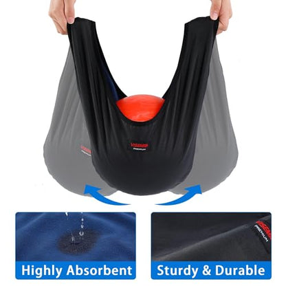 VISEMAN Bowling Ball Polisher Bag –Washable Seesaw Cleaner & Thickened Protective Carrier – Oil Absorbent Towel and Holder for Standard Bowling Balls – 21" x 14" (Black)
