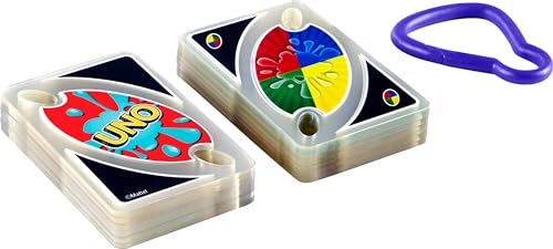 Mattel Games UNO Splash Card Game with Waterproof Cards and Portable Clip for Travel, Camping and Game Nights Away - style: Uno Splash