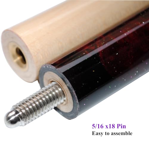 58" Pool Cue Stick,13mm 2-Piece Maple Hardwood Ergonomic Design Billiard Cues Kit,19/20/21oz - color: Wine, style: 21oz