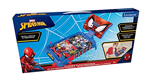 LEXIBOOK, Spider-Man, Electronic Table Pinball, Action and Reflex Game for Children and familiy, LCD Screen, Light and Sound Effects, Blue/red, JG610SP - style: Spider-Man