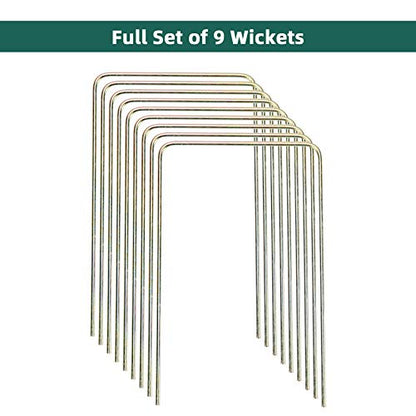 Deluxe Croquet Wickets, 9 Colorful Square Arrow Wickets - 10.6" x 6.7" Replacement Set for Six Players Croquet Sets - size: Deluxe Size