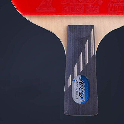 Professional Table Tennis Bat 5 Layers of Wood 2 Layers of Carbon Fiber Ping Pong Bat Suitable for Intermediate and Advanced/As Shown/Long Handle - size: Short handle