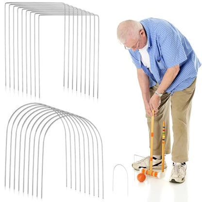 18 Pcs Croquet Wickets Replacement for Croquet 9 x 7.8 Inch Metal Croquet Hoops with Galvanized Rustproof Arch Croquet Wicket Square Wickets Replacement for Lawn Backyard Outdoor Croquet Game