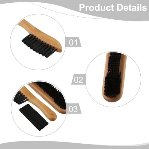 Wooden Pool Table Brush and Cleaner Set with Cloth for Sweeping Felt, Billiards Table Accessories for Home Game Room Maintenance(9inch)
