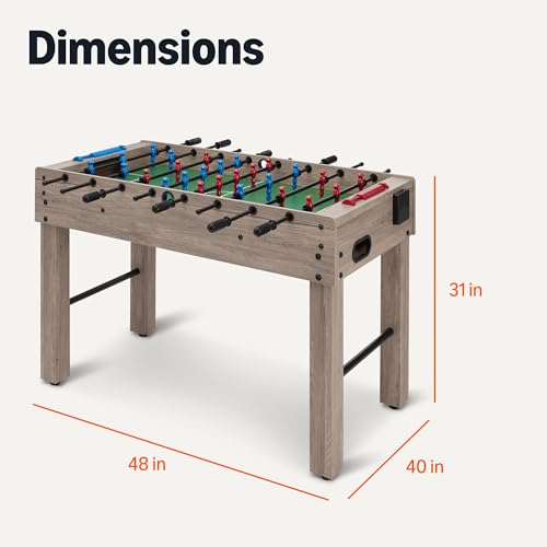 Amazon Basics 48-Inch Foosball Table Soccer Game Room Size with 4 Balls and 2 Cupholders, Oak