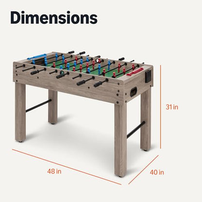 Amazon Basics 48-Inch Foosball Table Soccer Game Room Size with 4 Balls and 2 Cupholders, Oak