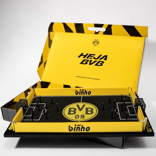 Binho Board Classic Board Game Dortmund Football Club Edition - 2-Player Fast-Paced Finger Flicker Pinball Family Board Game - Portable Tabletop Sports Game Set for Any Occasion