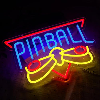 Pinball Neon Sign for Wall Decor, Arcade Game Led Signs for Business, USB Dimmable Retro Gaming Neon Lights for Game Room Mall Gamer Hall Garage Bar Club Man Cave Arcade Wall Art - style: Pinball