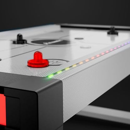 Atomic Vibe 84” Air Hockey Table – Full-Size Arcade Game with LED Lights, Sound Effects, 3 Modes, Electronic Scoring, 120V Blower Motor, Light-Up Puck & Pushers – Black and Grey
