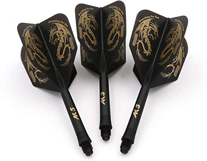 CUESOUL Jazz - Soft Tip Darts Set 19 Grams with 6pcs AK5 Plastic Integrated Flights & 36pcs Plastic Tips for Electronic Dart Board - color: Black Dragon + Black Skull