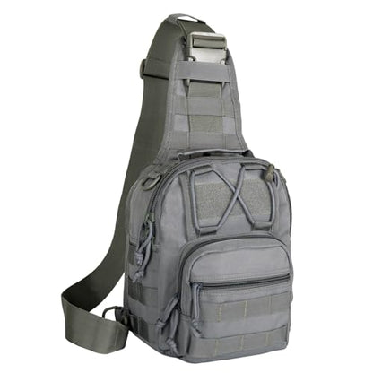 Viriber Tactical Backpack, Waterproof Military Cross-body Molle Sling Shoulder Backpack Chest Bag for Outdoor Every Day Carry gray - color: Gray
