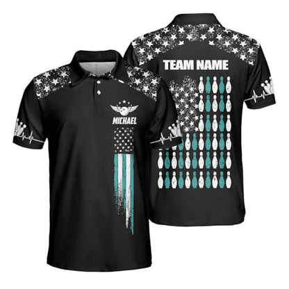 GABITA Personalized Bowling Jerseys for Men, Custom Bowling Polo Shirt, Bowling Shirts Gift for Bowler Team Player - color: A10