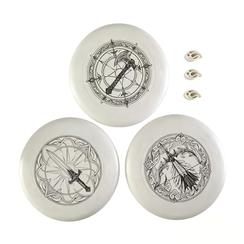 Flying disc Set, 175g Outdoor Competition Flying disc, Adult Sports Flying disc, 3-piece Set, White, Weapon-Themed Design, Ideal for Outdoor Camping