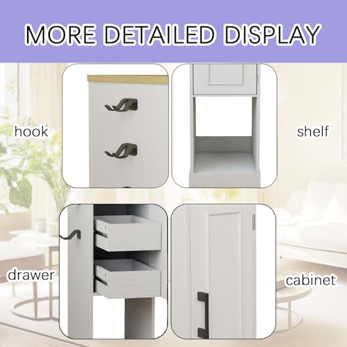 44.5” Media Storage Cabinet, Media Cabinet with 2 Built-in Drawers 3 Hooks & Shelf, Stereo Cabinet for Living Room, Easy Assembly