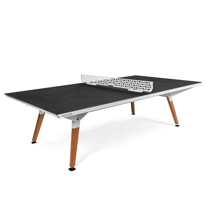 CORNILLEAU - Origin Outdoor Table - Design Ping-Pong Table - Made in France - Convertible - White - style: Fabric Net + Magnetic Net - Tabletop: Dark Stone