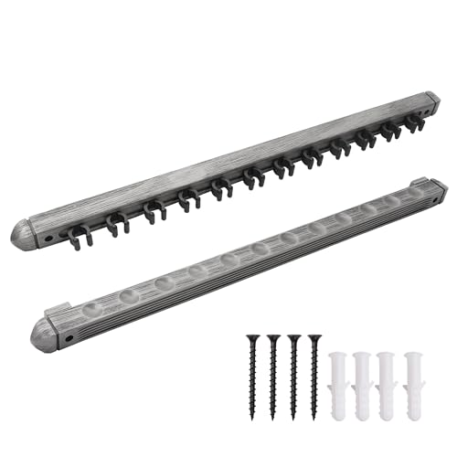 GSE Games & Sports Expert 2-Piece 6/8/12 Billiard Pool Cue Rack Wall Mounted Holders, Billiard Cue Sticks Wall Rack Set - style: 12 Cue - Brushed Grey