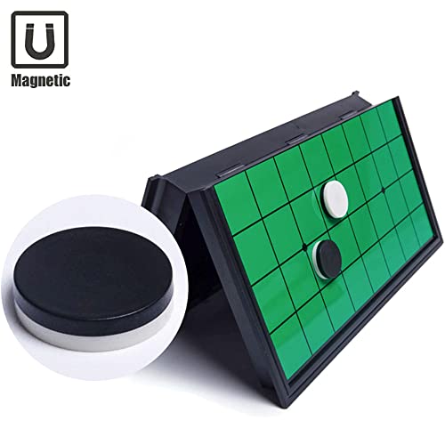 Reversi (Othello) Board Game Set-9.8”, Magnetic Folding Classic Strategy Travel Game for Kids and Adults
