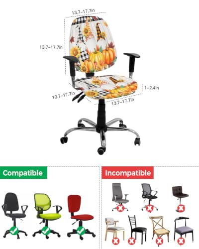 Savannan Office Chair Cover, Autumn Gnome Ombre Pumpkin Protective Stretch Elastic Universal Cover for Desk Task Chair,Computer Rotating Chair 1 Pcs Maple Leaf on Wood Board