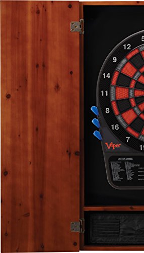 Viper Metropolitan Solid Wood Cabinet & Electronic Dartboard Play-Ready Bundle - color: Cinnamon, style: Elite Set