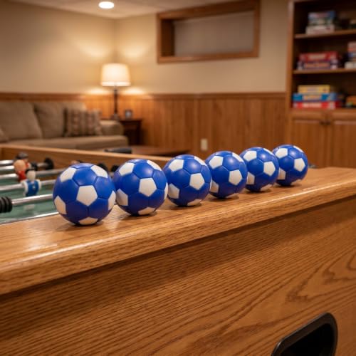 Kisangel 6pcs Mini Foosball Balls - Blue Table Soccer Ball Replacements Mini Foosball 36mm for Tabletop Football Game Kids Indoor Sports Game Night