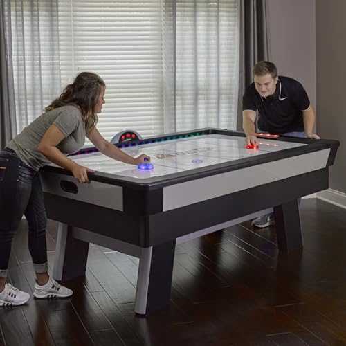 Atomic Top Shelf 7.5’ Air Hockey Table – Arcade Style Table with 120V High‑Power Motor, LED Lumen‑X Lighting, High‑Speed PVC Play Surface & LED Accessories
