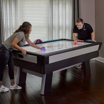 Atomic Top Shelf 7.5’ Air Hockey Table – Arcade Style Table with 120V High‑Power Motor, LED Lumen‑X Lighting, High‑Speed PVC Play Surface & LED Accessories