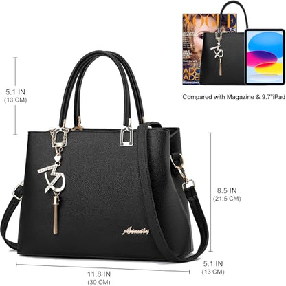 Womens Purses and Handbags Shoulder Bags Ladies Designer Top Handle Satchel Tote Bag - color: Lizi Black