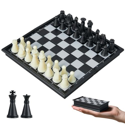 Mini Travel Chess Set - 5.1 Inhces Magnetic Portable Folding Chess Board Games for Kids - Small Pocket Chess Set(X-Small)