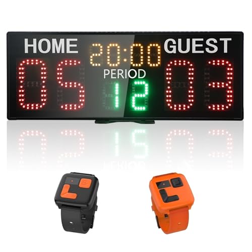 YZ LED Electronic Scoreboard with Watch Control, Digital Scoreboard with Remote, Portable Scoreboard Basketball, Digital Tennis Score Keeper for Net, Scoreboard for Outdoor Games Volleyball/Football - style: scoreboard with timer