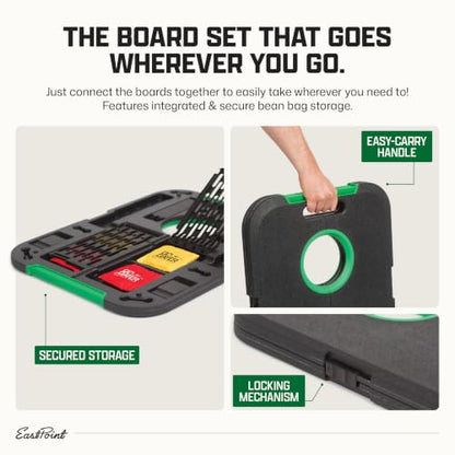 EastPoint Sports Go! Gater Cornhole – Light-Up and Travel Versions – Easy Storage & Light-Weight – Perfect for Outdoor and Indoor Play - style: Standard Board - Black/Green