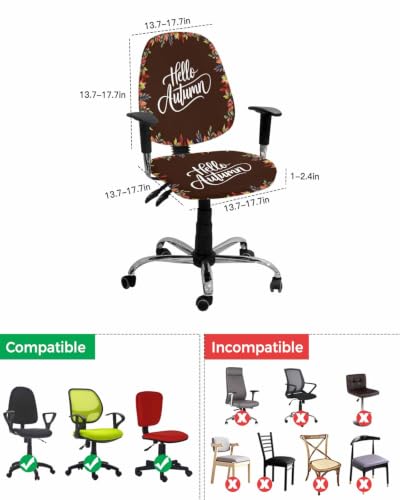 Savannan Office Chair Cover, Burnt Orange Maple Leaf Fall Thanksgiving Protective Stretch Elastic Universal Cover for Desk Task Chair,Computer Rotating Chair 1 Pcs Farmhouse Berry Dark Brown