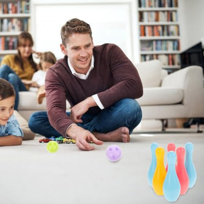 STOBOK Indoor Children Bowling Toys Set 10 Plastic Toy Bowling Pins & 2 Balls Interactive Parent-Child Sports Game to Enhance Motor Skills and Hand-Eye Coordination