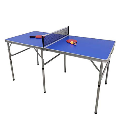 Trademark Innovations 5 Ft. Folding Table Tennis Ping Pong Table Set with Paddles and Balls, Blue