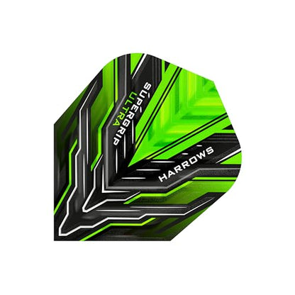 Harrows SUPERGRIP Ultra Flights| Set of x5 Premium Extra Strong Dart Flight Bag (15 Flights) (Green) - color: Green