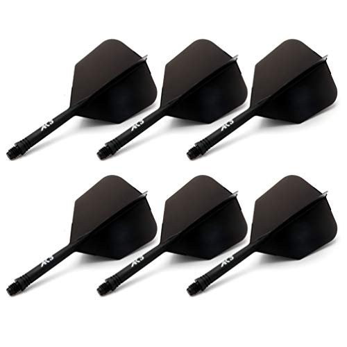 CUESOUL 6 Pieces ROST Integrated Dart Shaft and Flights - color: Shaft Length 28mm-Big Wing Shape-All Black