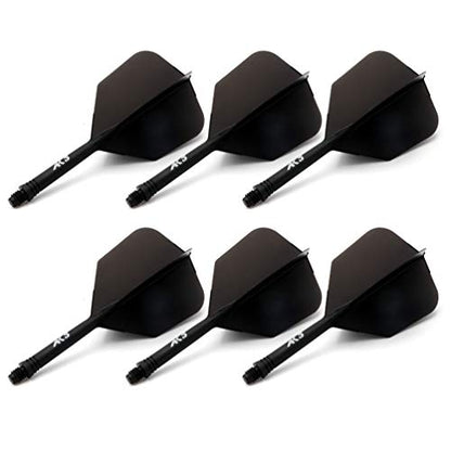CUESOUL 6 Pieces ROST Integrated Dart Shaft and Flights - color: Shaft Length 28mm-Big Wing Shape-All Black