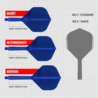 Target Darts K Flex Integrated Dart Flights And Shafts, No.2 | Pack Of 3 K-Flex - No2, Kflex All In One Moulded Dart Flight & Stem Lengths: Short, Intermediate & Medium | Professional Dart Accessories - color: Blue