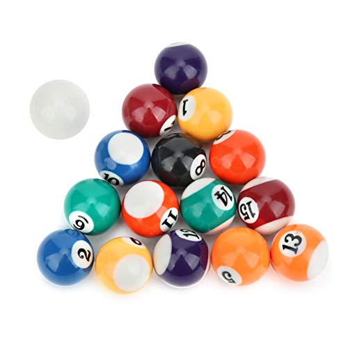 Mini Pool Ball Set,16pcs/Set 0.98Inch Resin Mini Billiard Ball Children Toy Small Pool Cue Balls Full Set Mini Pool Table Accessories
