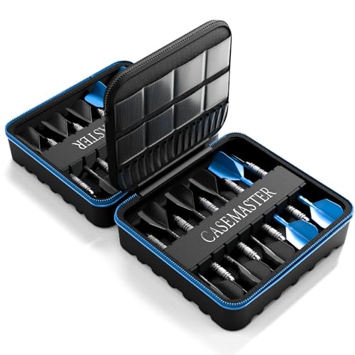 Casemaster Maxx 6 Dart Case, Holds 18 Steel Tip or Soft Tip Darts Fully Assembled, Hard Shell EVA Darts Case, 16 Accessory Pockets, Blue - color: Blue, size: 6 Dart