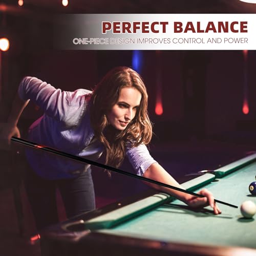 HMQQ 58" One Piece Fiberglass Pool Cue Stick Set of 4, 21oz Warp-Resistant Billiard Cues with Leather Tip, Premium Matte Finish Bar Pool Sticks for House Use, Red & White - color: Red