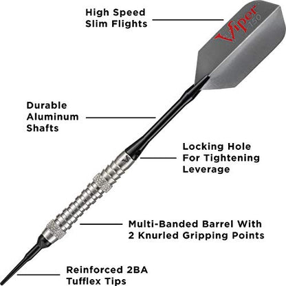 Viper V-Factor 90% Tungsten Soft Tip Dart Set with Case - style: Ringed (18 Grams)