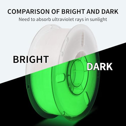 RAMBERY Glow in The Dark Green 3D Printer Filament Luminous PLA Filament 1.75mm 3D Printing Filament Fit Most FDM Printers, 1kg(2.2lbs)/Spool - color: C-pla Luminous Green, size: 1kg